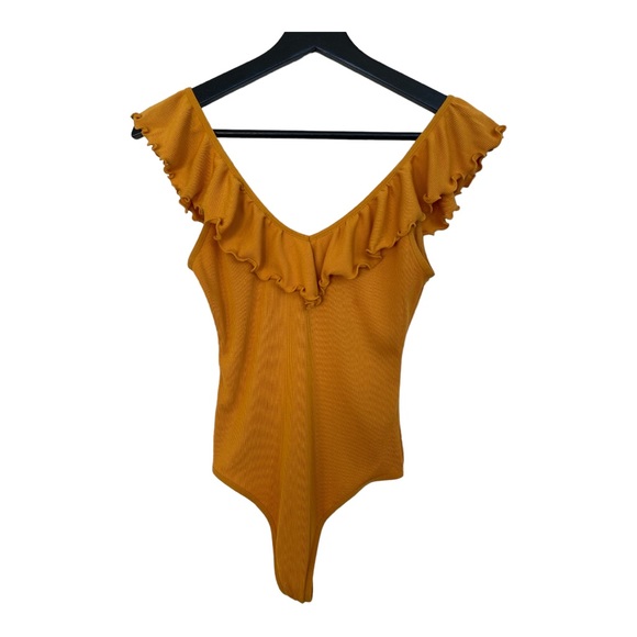 Aritzia Wilfred Danette Yellow Orange Bodysuit, size small - Picture 8 of 9